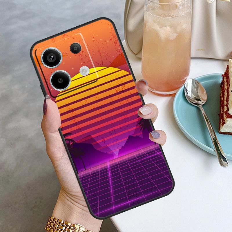 80S Vaporwave Retro Synthwave Sunset Case For Xiaomi Redmi 12 9C 10C 12C 13C Redmi Note 13 12 9 10 11 Pro 9S 10S 11S 12S Coque