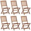 Foldable Garden Chairs 6 Pcs with Cushions Solid Acacia Wood
