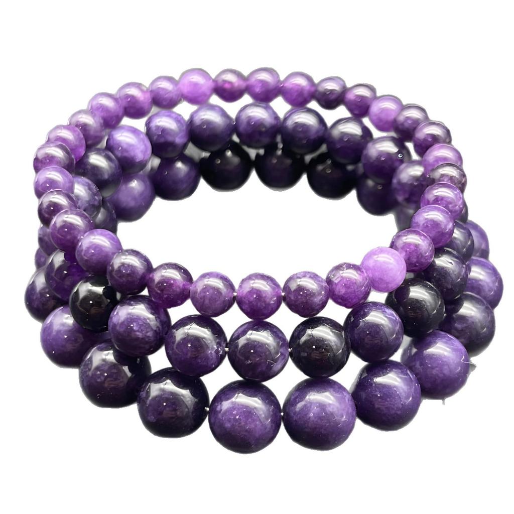 Purple Dragon Amethyst Crystal Bracelet - 6mm, 8mm, 10mm Beads, Fashion Jewelry.
