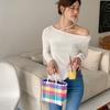 Hollow Out PVC Vegetable Basket Bag Vacation Style Plastic Handbag Trendy Beach Bag  Summer
