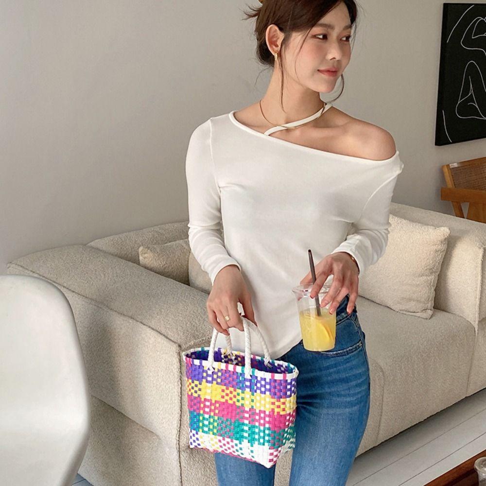 Hollow Out PVC Vegetable Basket Bag Vacation Style Plastic Handbag Trendy Beach Bag  Summer