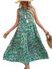 2026 European & American Summer Resort Sleeveless V-Neck Tassel Abstract Print Dress for Women