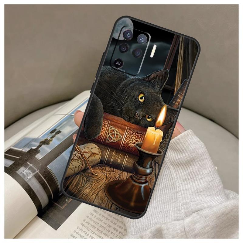 Witch Cat Case For Oppo A16 A76 A96 A60 A98 A58 A78 A18 A38 A80 A40 A77 A57 A17 A74 A54 A94 A15 A5 Pro