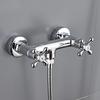 Wall Mounted Shower Faucet Hot and Cold Water Tap Shower Accessories Double Handle Double Control Brass Bathroom Mixer Faucet