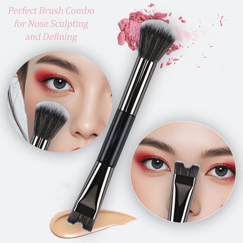 1pc Dual-Head Nose Contouring Brush - U-Shaped Highlight & Shadow Makeup with Soft Bristles & Ergonomic Handle for Precise Nose