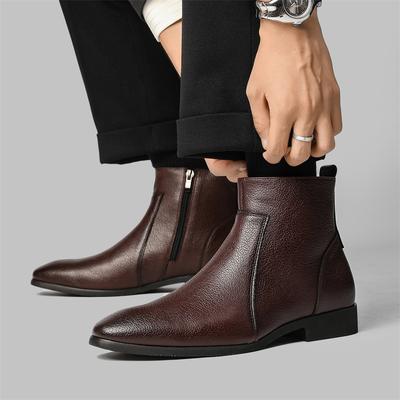 Business-Stiefel im Vintage-Stil, Luxusmarke, Reißverschluss an der Seite, Herren-Chelsea-Boots, Freizeitschuhe, Vielseitig kombinierbar, Hohe Qualität, Braune Stiefeletten