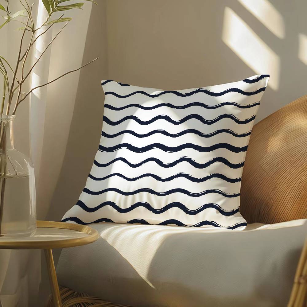 Черно-белая полосатая геометрическая прямоугольная наволочка шелковистая элегантная комфортная диванная кровать невидимая молния пляжная наволочка 12x12Inch