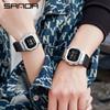 Sanda Couple's New Lift-Hand Light Digital Square Wristwatch