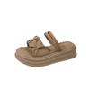 2024 Summer Beach Sandal Woman Luxury Med Clogs With Heel Female Shoe Two Weare All-Match Retro Medium Comfort New Outside Thick