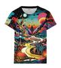 New Cool Graffiti 3D Printed T-shirt Hip-hop Chroma Round Neck Short-sleeved Street Painting Fashion Men's Women's Tops Clothing