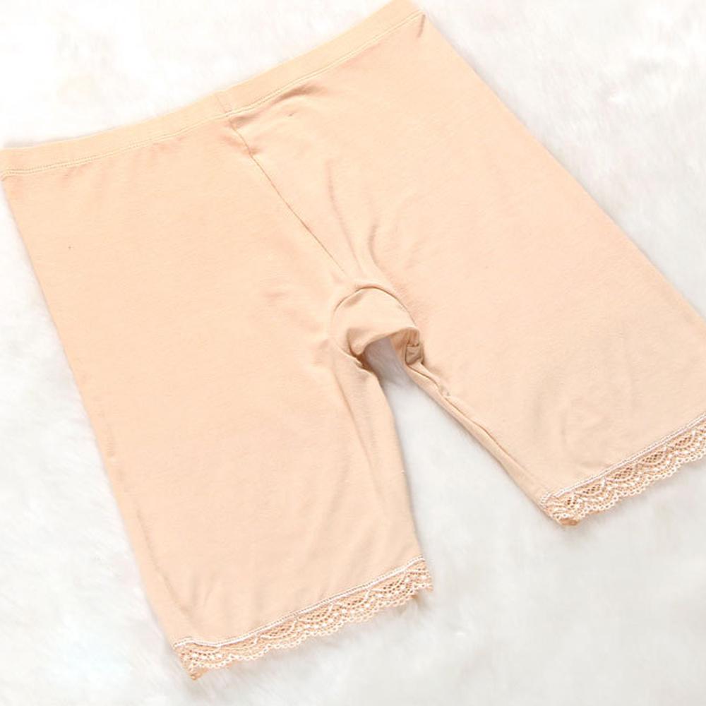 Lässige Damen Baumwollspitze Sicherheits-Flachshorts Elastische Unterwäsche Yoga Leggings Unterrock Höschen