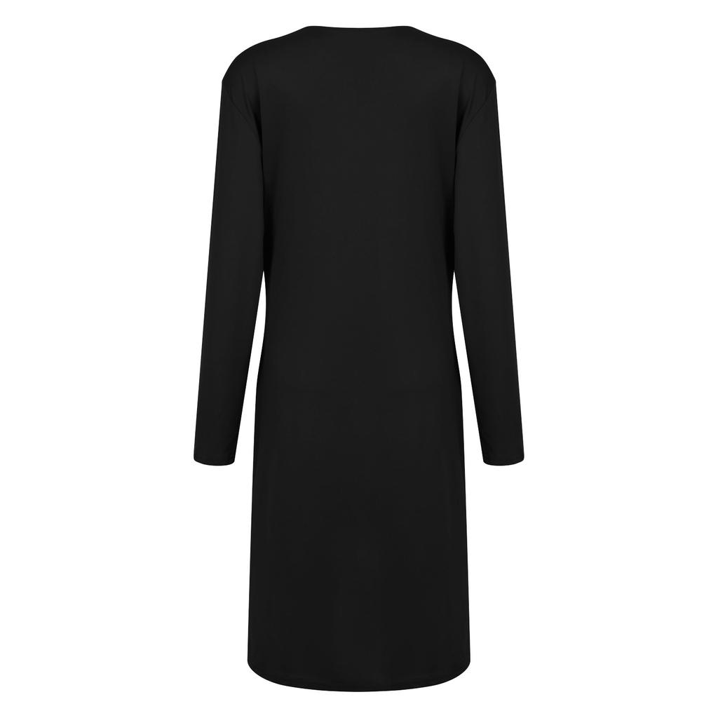 Women's V Neck And Winter Pleated Buttock Long Sleeve Dress