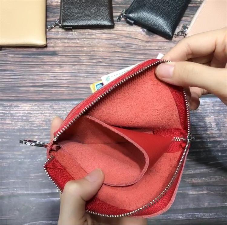 Genuine Leather Zipper Coin Purse & Card Holder with Key Ring