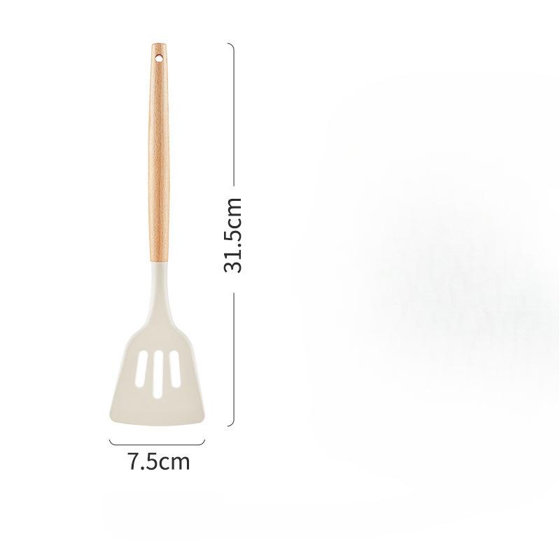 Silicone Wooden Handle Spatula Household Kitchen High Temperature Resistant Non-Stick Pan Cooking Spatula Frying Spatula Soup Spoon Utensils