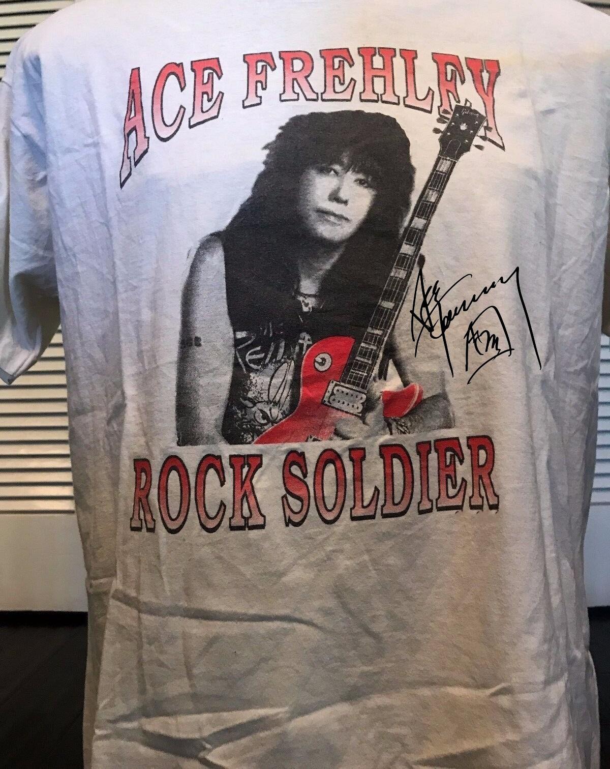 Vtg Ace Frehley Rock Soldiers Tour Cotton White All Size Shirt JU344 S