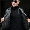 Steelstamp printed leather jacket men's spring and autumn lapel zipper locomotive riding trend fashion loose casual pu leather jacket