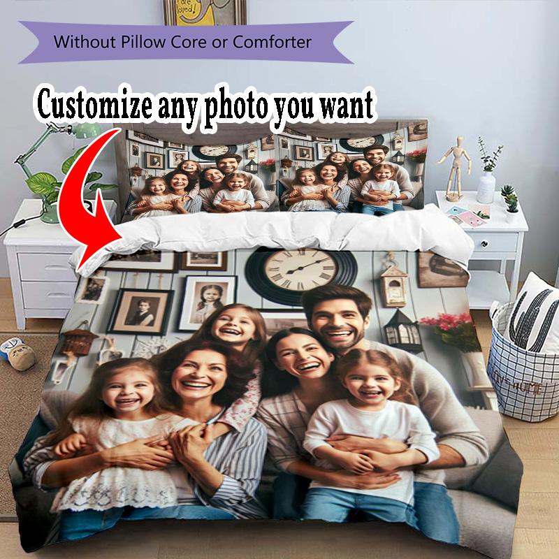 Customize Photos Customize Your Photo Bedding Set Breathable Duvet Cover with Pillowcases Home Decoration Birthday Gift