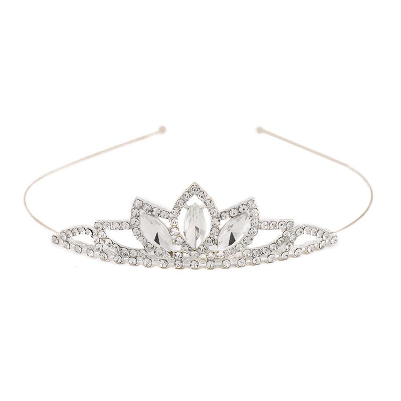 Sparkling Crystal Rhinestone Princess Crown Hairband for Girls - Elegant Wedding Headdress