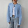 VAYLA Basics Casual Solid Color Round Neck Long Sleeve Loose Cropped Women Sweater Cardigan