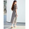 26 year new summer high-end Chinese style V-neck mid length skirt with a high-end feel and slimming short sleeved skirt A-line skirt dress