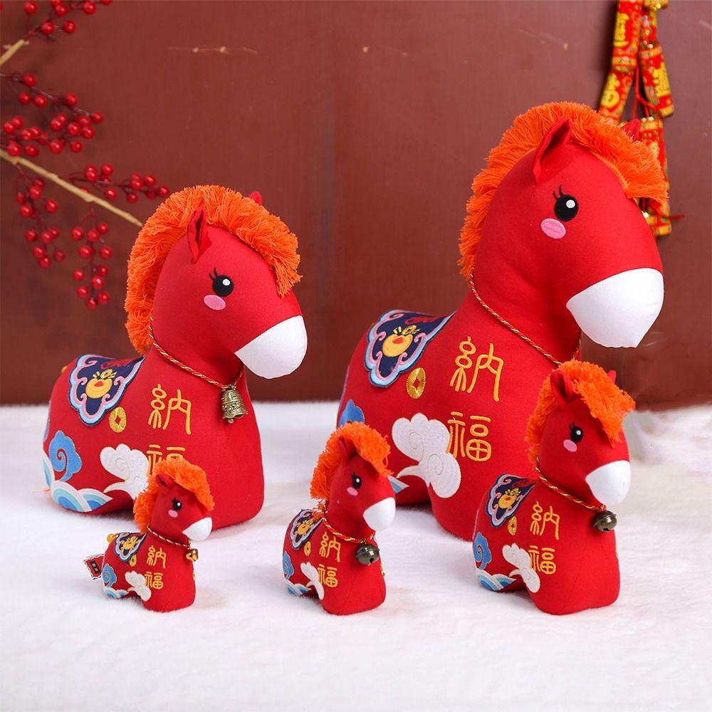 Embroidered 2026 Horse Stuffed Toys 12/15/22/32cm New Year Mascot Pony Plush Doll  Festival Gift