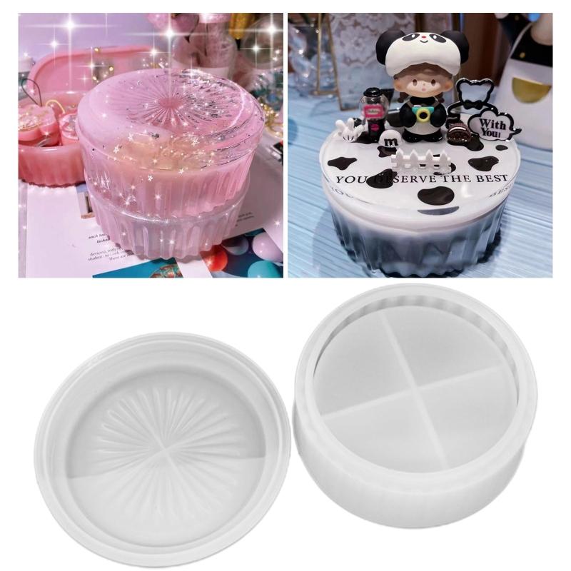 Stripe Storage Box Resin Mold with Lids Silicone Jar Mold for Epoxy Casting DIY Decor Crafts Mold for Jewelry Trinket