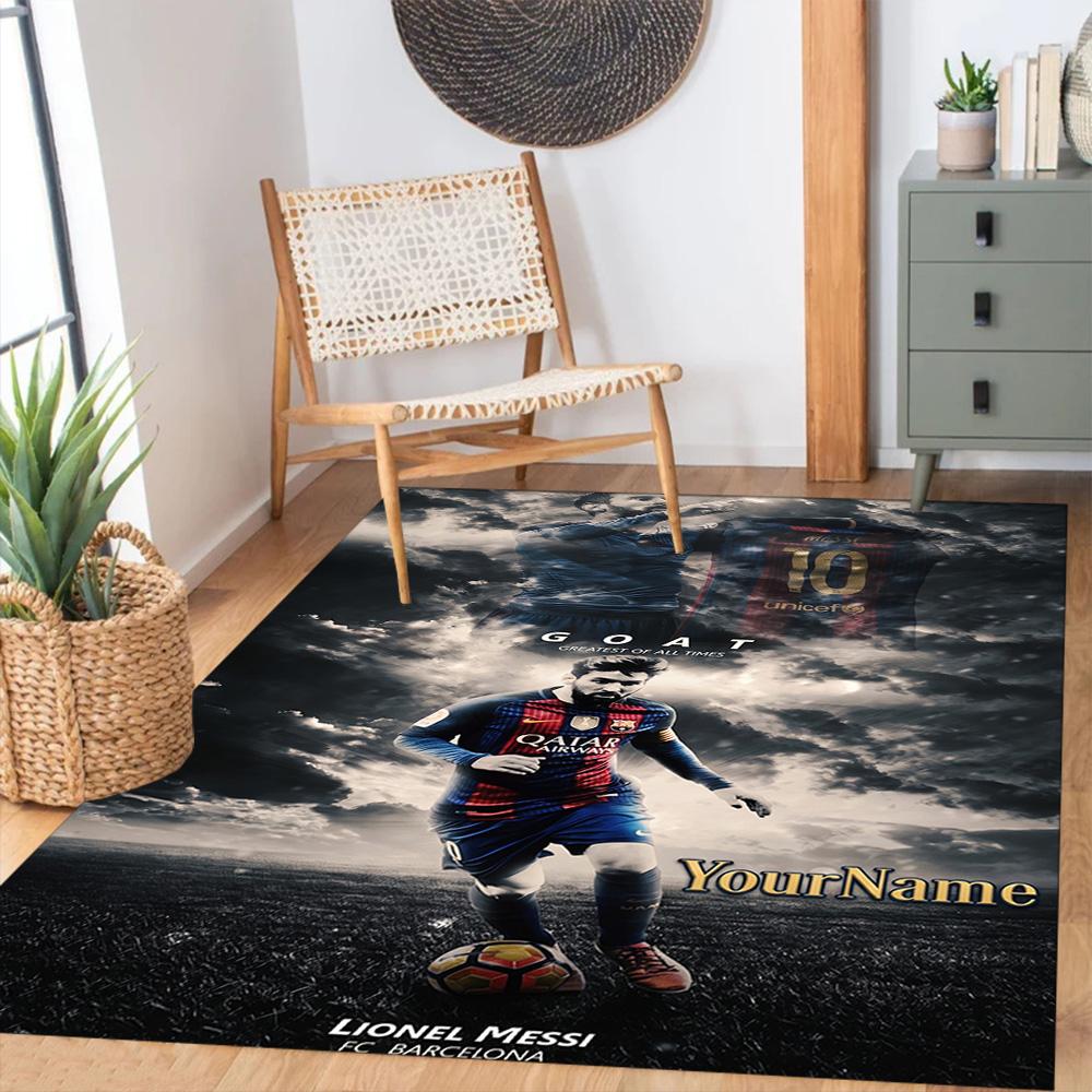 Messi 13 Personalized Text Floor Rug Office Rug Suitable for Foyer Living Rooms Game Room Bedrooms Antislip Carpet Decorate Offices