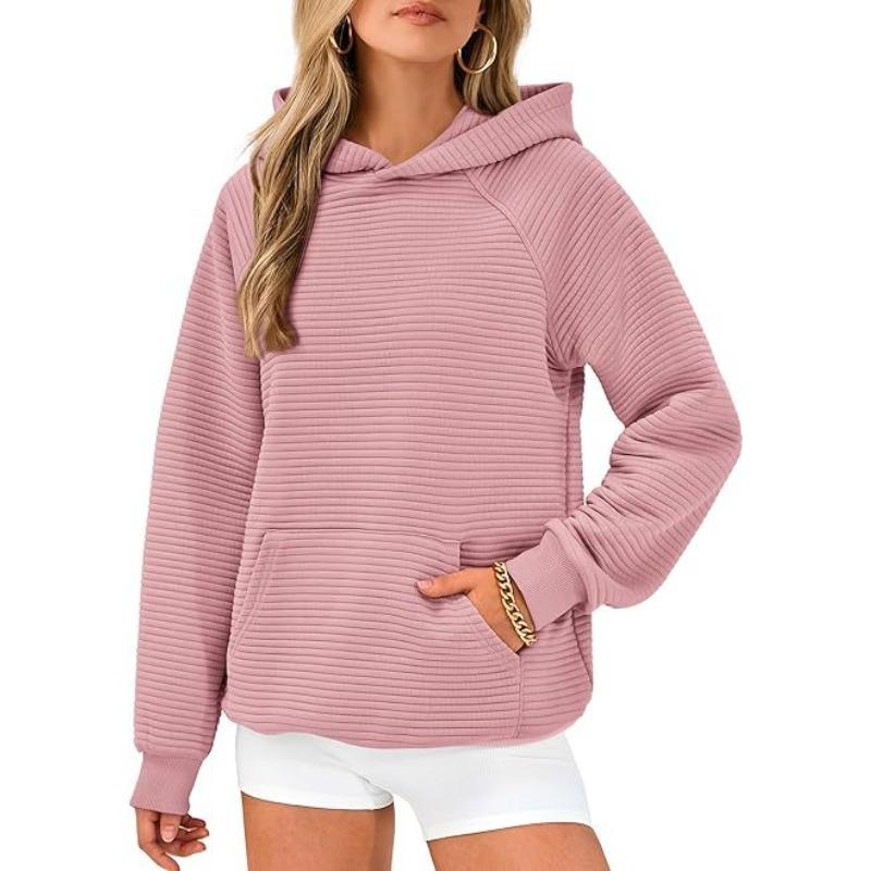 DAFIFY Women's Fashion Casual Solid Color Print Long Sleeve Hooded Hoodies & Sweatshirts