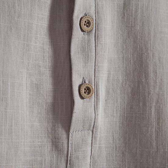 Muži Košile Stojánek Límec Knoflíky Výstřih Jednobarevné Krátké rukávy Pulovr Běžné nošení Bavlna Povlečení Pánské topy Letní móda Tričko Oblečení do práce