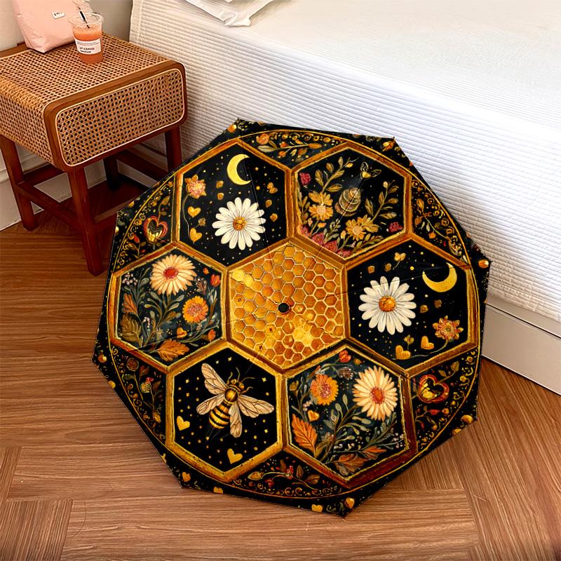 

1 PC Automatic Folding Umbrella - Honeycomb Pattern, Portable & Foldable Design with 8 Ribs, Christmas Birthday Gifts