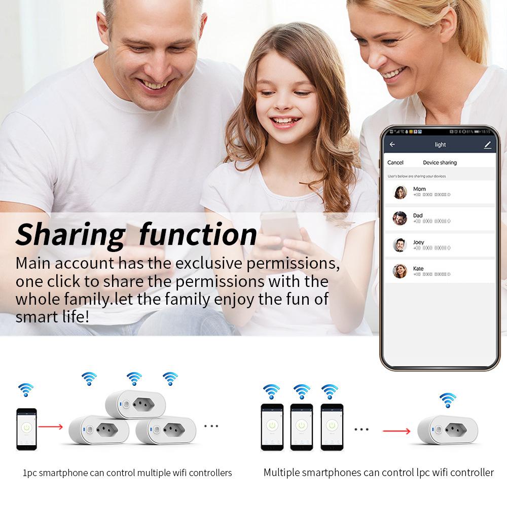 Graffiti Smart WiFi Socket 16A Brazilská zástrčka Živé statistiky měření Mobilní aplikace Časované hlasové dálkové ovládání