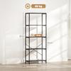 5-Tier Bookshelf, Industrial Bookcase with Metal Frame - Dark Grey and Black