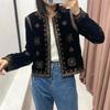 Women's Fashion and Versatile Slim Fit Trendy Palace Embroidered Velvet Coat