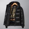 Unisex Black Gold Hooded Down Jacket - Thick, Warm Winter Outerwear for Couples