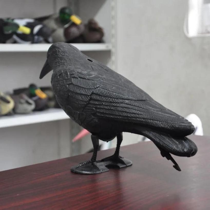 1 Pcs Simulated Crow Bird Hunting Bait Garden Bird Repelling Decoration With Wings Plastic Decoration Target Shooting