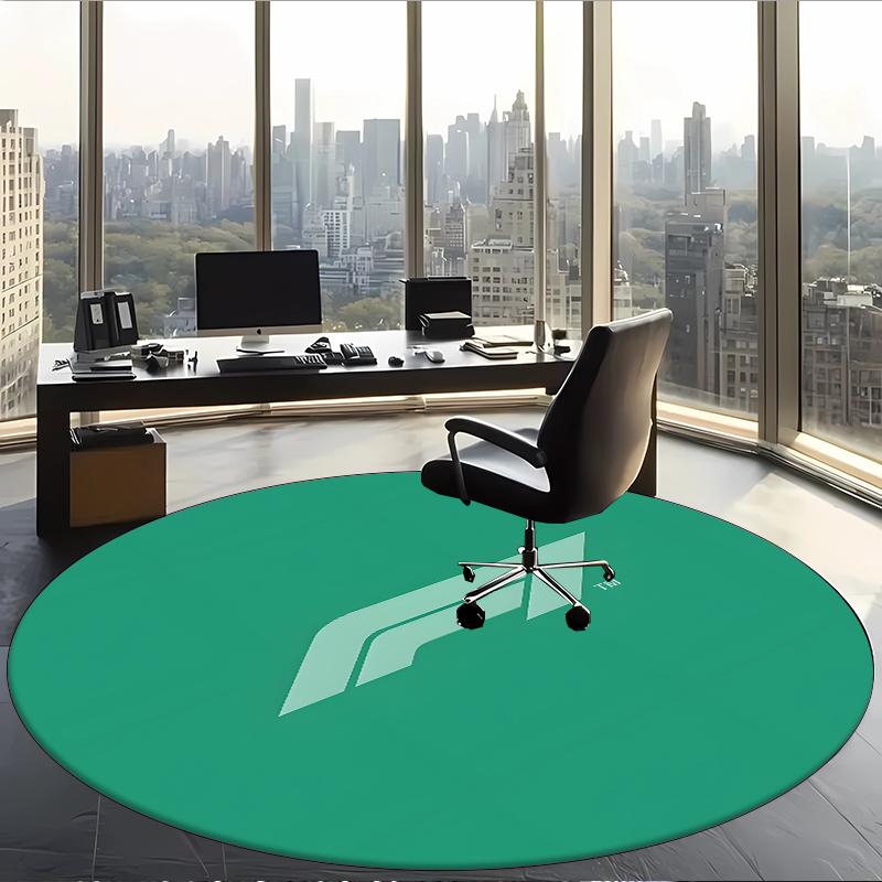 Formula 1 (14) Round Office Rug Decorative Floor Rug for Office Bedroom Living Room and Home Space