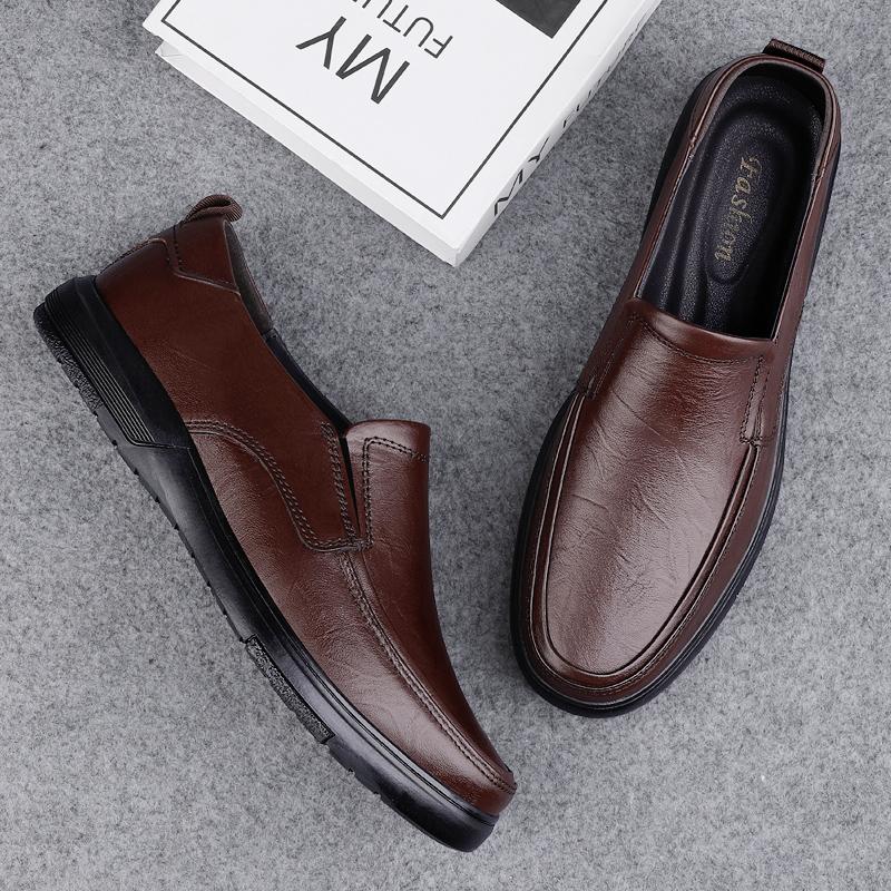 Male Comfortable Walking Flats High Quality Dress Loafers Mens Genuine Leather Slip on Shoes 2025 All-match Mens Casual Shoes