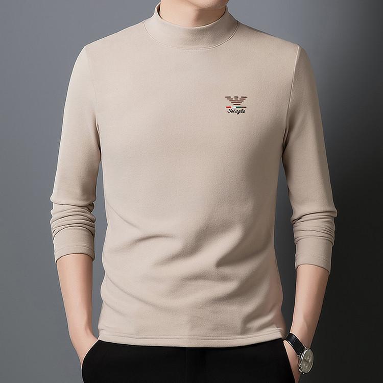 2025 Men's Silk-Wool Velvet Base Layer Sweatshirt: New Style, Half-High Collar, Thickened Inner Wear