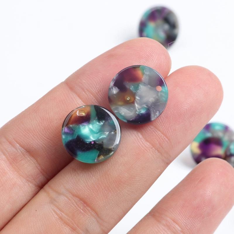 Neue Mode, Schildpatt-Steckohrringe, Acetat-Acryl-Steckohrringe für Damen, Runde Kreisstecker, Boho, Ohrring-Komponenten, 15mm