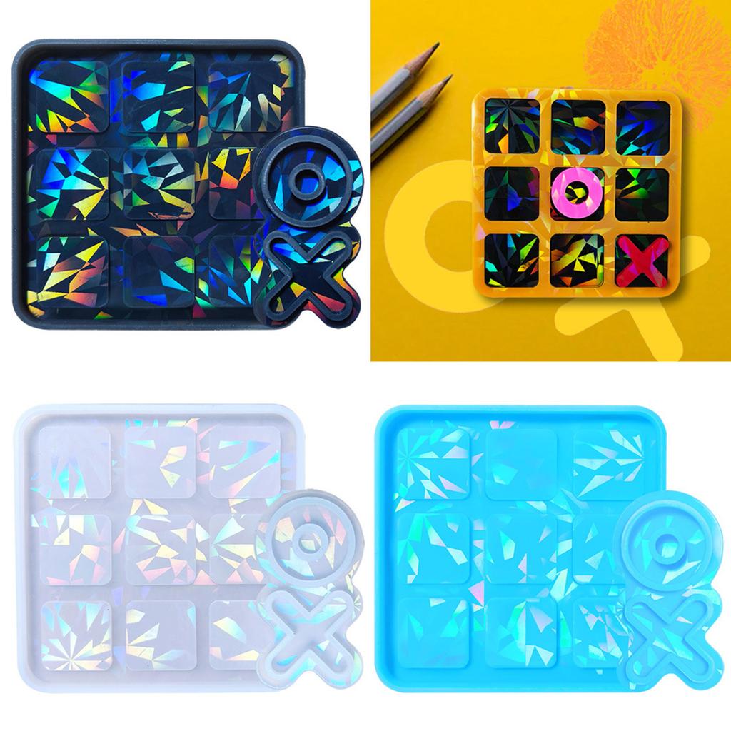 Silicone TicTacToe Mold Resin Game Casting Mould Holographic Chess Game Resin Mold XO Board Game Silicone Resin Mold Kit