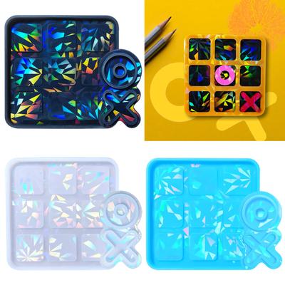 Silicone TicTacToe Mold Resin Game Casting Mould Holographic Chess Game Resin Mold XO Board Game Silicone Resin Mold Kit