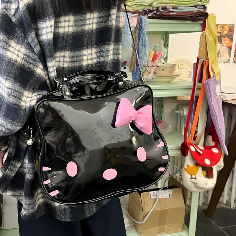 Dark Wind Cute Kitten Backpack College Wind Large Capacity Messenger Bag New Pu Pickup Backpack