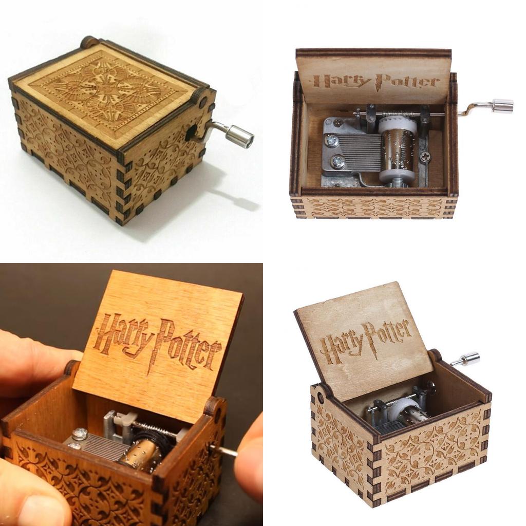 Harry Potter Engraved Wooden Music Box Vintage Storage Box Design