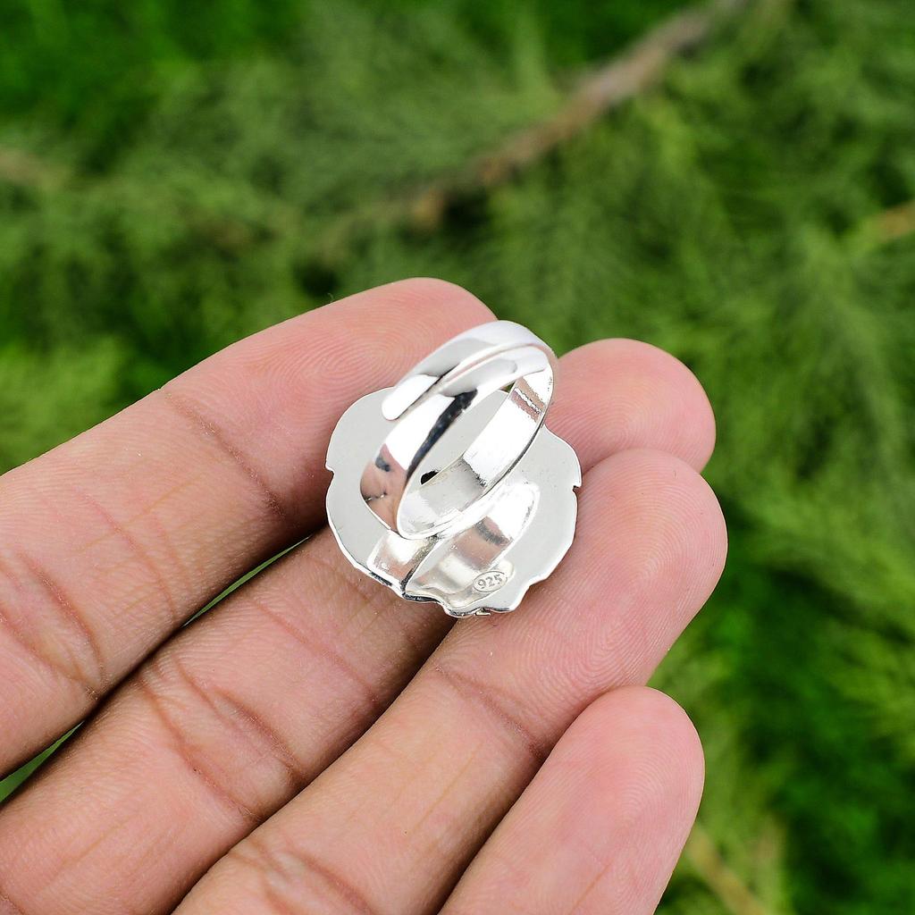 Sterling Silver Octagon Neon Apatite Rough Gemstone Daughter Promise Trendy Ring