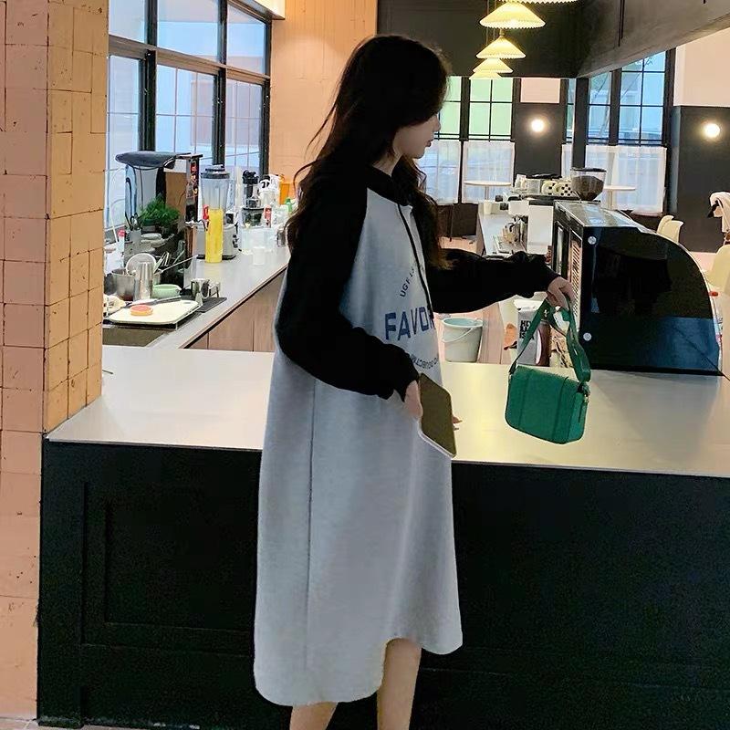 Fat mm medium and long knee-length fleece sweater dress women's 100kg large size autumn and winter new Korean version loose coat