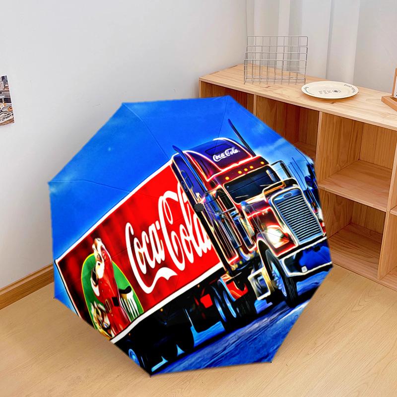 1PC Coca-cola Christmas Delivery Automatic Umbrella - Suitable Travel Outdoor Portable Umbrella Birthday Gift Daily Essentials