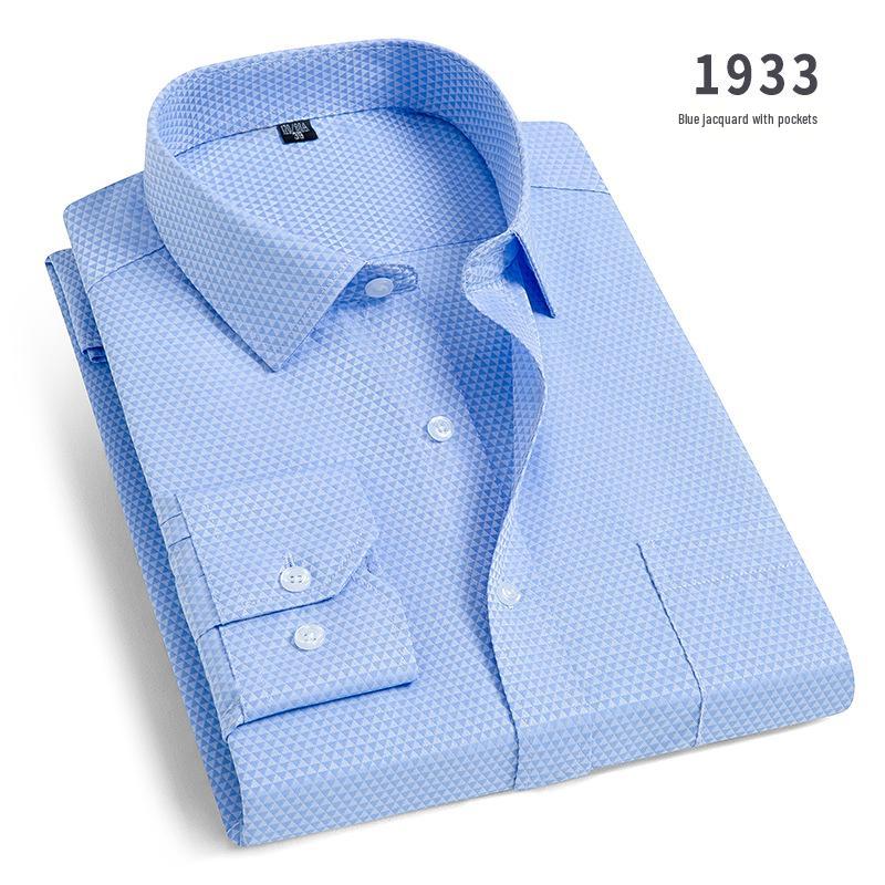 

2025 Men s Non-Iron Long Sleeve Blue Striped Shirt: Spring & Autumn Business Wear 44 (5XL)
