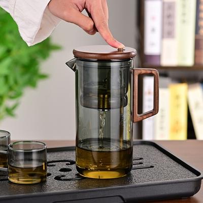 550/750ml Demlikli Çaydanlık Ahşap Saplı Çaydanlık Borosilikat Cam Çaydanlık Su Ayırma Teknolojisi Damlatmayan Ağız Kolay Bakım Çaydanlığı