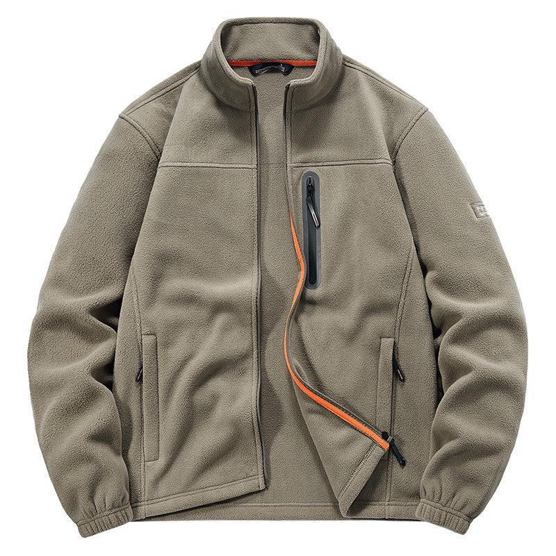 Men's Outdoor Stand Collar Fleece Jacket – Warm, Multi-Pocket, Autumn/Winter Casual Style
