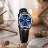 OLEVS Small Analog Quartz Popular Fashionable Wristwatch for Stylish Business Watch with Black Leather Luminous Date Blue Easy To Read Women's Watch,